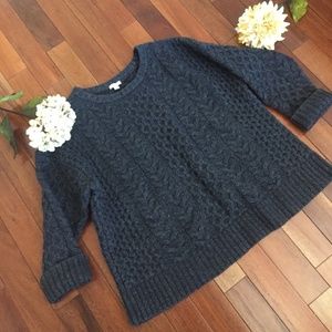 J. Jill Gray Cable Knit Crew Neck Sweater Size XL